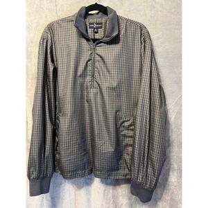 Daniel Cremieux Plaid Quarter Zip Pullover Jacket Mens Medium Gray Golf 48